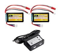 ZYGY 2PCS 7.4V LiPo 2S 50C 800mAh JST e PH2.0 spine con 2 in 1 caricabatterie per SCX24 RC Auto Batterie compatibili con 1/10, 1/16, 1/18, 1/24 scala RC Auto, camion e batterie per droni RC