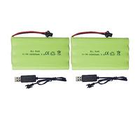 ZYGY 2PCS 9.6V 2800mah AA Batteria ricaricabile Spina SM-2P con cavo di ricarica USB per RC Giocattoli Auto Camion Serbatoi Ingegneria Veicoli RC Barche Batteria Giocattoli Elettrici