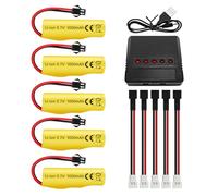 ZYGY 5PCS 3.7V 1000mAh Li-ion Batteria con 5 in 1 caricabatterie per TB202 TB201 TM201 TM202 TC141 DE35 DE38 DE40 DE50 Auto acrobatica RC Auto giocattolo RC Auto RC a scoppio Batteria