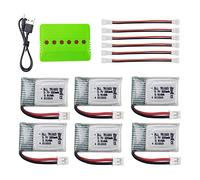 ZYGY 6pcs 3.7V 220mah Batteria al litio & 6in1 Caricatore dell'equilibrio per E010 E010C E011 E011C E013 GoolRC T36 NINHUI NH010 F36 H36 HS210 SANROCK GD65A ATOYX AT-66 RC Quadcopter