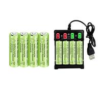 ZYGY 8PCS 1.2V 1800mAh Ni-MH AA Batterie con caricatore USB Adatto per microfono senza fili, giocattoli elettrici, mouse RC, calcolatrice, rasoio, elettrodomestici, luce solare Batterie ricaricabili