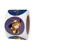 ZYHARUKO 500 adesivi rotondi per Halloween, a forma di zucca, spaventapasseri, strega, etichette, decorazioni artigianali