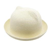 ZYHARUKO Cappello di paglia genitore-figlio orecchie di gatto per sole spiaggia cappello parasole pescatore per cappello da pescatore di strada, Latte, Taglia unica