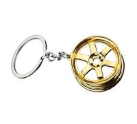 ZYHARUKO Ciondolo alla moda a forma di ruota, ideale per aggiungere un tocco di personalità a qualsiasi collezione di accessori con chiusura girevole portachiavi, Oro d'imitazione., Taglia unica