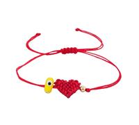 ZYHARUKO Corda rossa con perline blu malvagio cuore intrecciato a mano catena regolabile unisex spirituale accessorio malvagio occhi rosso cordino regolabile, Misura unica, come descritto