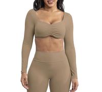 ZYHARUKO Maglietta a maniche lunghe per yoga con reggiseno integrato, adatta per garantire libertà di movimento durante le lezioni di pilates