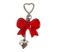 ZYHARUKO Unico scintillante fiocco cuore appeso fascino papillon portachiavi ornamento per zaino elegante catena nodo farfalla catena gioielli interni auto, Rosso, Taglia unica