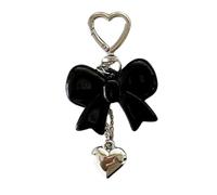 ZYHARUKO Unico scintillante fiocco cuore appeso fascino papillon portachiavi ornamento per zaino elegante catena nodo farfalla catena gioielli interni auto, Nero , Taglia unica