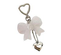 ZYHARUKO Unico scintillante fiocco cuore appeso fascino papillon portachiavi ornamento per zaino elegante catena nodo farfalla catena gioielli interni auto, bianco, Taglia unica