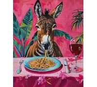 ZYHDK 1000 Pezzi ，Giocattoli Antistress Per Adulti ，Funny Animals Eating Pastas Painting ，Puzzle D'Arte ，Giochi Di Memoria Per Anziani Xd428Yk