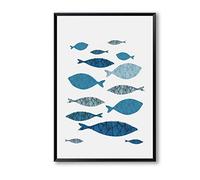 ZYHFBHFBH Tela Pittura Arte Stile Poesia Pesce Marino Stampa Poster Foto Parete complementi arredo casa Arredamento Ristorante Arredamento 40x50 cm (15.7"x19.7) Senza Cornice