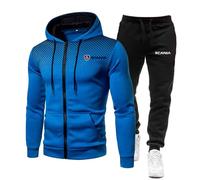 ZYHJZ Tuta con cappuccio da uomo set completo per SCANIA, felpa con cappuccio a maniche lunghe e pantaloni della tuta set 2 pezzi elegante tute da jogging con stampa di lettere set,Blue-L