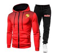 ZYHJZ Tuta con cerniera completa, felpa con cappuccio, set per FAIRY TAIL, tuta da uomo, giacca con cappuccio, pantaloni della tuta, top e pantaloni, tute con tasche,Red-L