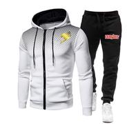 ZYHJZ Tuta con cerniera completa, felpa con cappuccio, set per FAIRY TAIL, tuta da uomo, giacca con cappuccio, pantaloni della tuta, top e pantaloni, tute con tasche,White-L