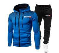 ZYHJZ Tuta da uomo primavera autunno set per Mass Effect N2, felpa con cappuccio giacca top pantaloni da jogging casual cerniera intera tuta sportiva con tasche,Blue-XXL