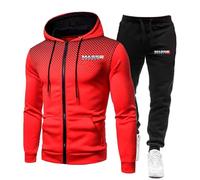 ZYHJZ Tuta da uomo primavera autunno set per Mass Effect N2, felpa con cappuccio giacca top pantaloni da jogging casual cerniera intera tuta sportiva con tasche,Red-XL