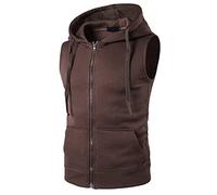 ZYHMD Felpa Smanicata da Lavoro Uomo Gilet in con Tasche e Zip da Uomo Felpa con Cappuccio Senza Maniche Casual Giacca Felpa con Zip