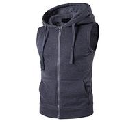 ZYHMD Felpa Smanicata da Lavoro Uomo Gilet in con Tasche e Zip da Uomo Felpa con Cappuccio Senza Maniche Casual Giacca Felpa con Zip