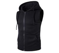 ZYHMD Felpa Smanicata da Lavoro Uomo Gilet in con Tasche e Zip da Uomo Felpa con Cappuccio Senza Maniche Casual Giacca Felpa con Zip