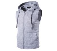 ZYHMD Felpa Smanicata da Lavoro Uomo Gilet in con Tasche e Zip da Uomo Felpa con Cappuccio Senza Maniche Casual Giacca Felpa con Zip