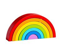 ZYIHNIRB 7 Pezzi Blocchi Arcobaleno Puzzle Legno Costruzione Gioco Educativo Sviluppa Coordinazione Mani-occhi Adatto per Attività Montessoriane E