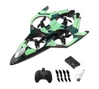 ZYIHNIRB Aereo Telecomandato RC Aereo da Combattimento Giocattolo con Il Telecomando 2.4G Fissa Jet Radiocomandato LED Luminosi Realizzato in PP Resi, Verde