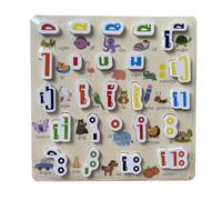 ZYIHNIRB Alfabeto in Legno Puzzle Board Sussidi Didattici Giocattolo Didattico per L'apprendimento del Tabellone con I Numeri Dell'alfabeto Colorato Leggero, cambogiano B