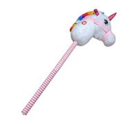 ZYIHNIRB Hobby Horse Cavallo Bastone Peluche Animale Giocattolo con Suono Realistico Materiale Cotone Pp Adatto per Bambini Compleanno Gioco Interno Esterno, Arcobaleno Bianco
