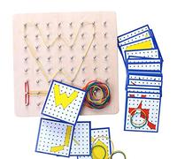 ZYIHNIRB in Legno Gioco Manipolativo Educativo per Matematica con Elastici E Schede attività Adatto a Bambini Sviluppo Creativo, 18x18 cm