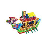 ZYIHNIRB Manuale di Montaggio della Nave Drago per Bambini, Costruzione di Barche Artigianali, Puzzle Educativo per Bambini, Manuale Regalo di Compleanno, Doppia Barca del Drago