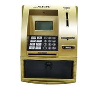 ZYIHNIRB Salvadanaio Bambini Bancomat Giocattolo Elettronico Cassaforte Mini ATM Denaro Educativo Calcolatrice con Funzione Orologio Calendario Adatt, Oro