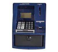 ZYIHNIRB Salvadanaio Bambini Bancomat Giocattolo Elettronico Cassaforte Mini ATM Denaro Educativo Calcolatrice con Funzione Orologio Calendario Adatt, Blu Scuro