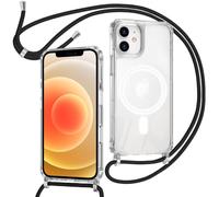 ZYIMOU Cover per iPhone 12 Mini Custodia con Cordino Compatibile con MagSafe, Custodia Trasparente Magnetica con Laccio Catena Potettiva Antiurto Case, Catena Nero