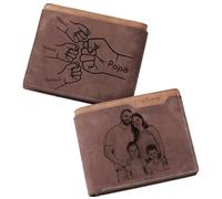 zyinoant Regali per Papà Portafoglio Uomo Personalizzato con Foto Portafogli con Nome Immagine Personalizzato Regalo Giorno del Padre da Figlia/Figlio Regali di Compleanno (Marrone scuro)