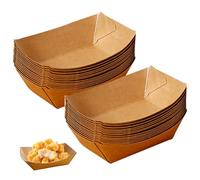 Zyiphor 100 Pezzi Barchette Finger Food Vassoi in Cartone Kraft Degradabile Ciotole Usa e Getta per Feste, Ciotole in Cartone Per Snack, Cibi Fritti, Patatine Fritte, Picnic, 13 x 9,2 x 3,6CM
