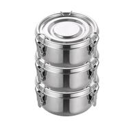 Zyiphor 3 Pezzi Portapranzo Acciaio Inox, Prova di Perdite Rotondi da 360ml con Coperchio e Anello di Tenuta, per Snack Frutta Cereali Spezie, Piccolo