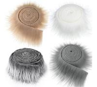 Zyiphor 4 Pezzi Pelliccia Sintetica al Metro 5 ×150 cm Pelliccia Sintetica Pelosa Strisce Pretagliate Peluche Nastro in Pelliccia Sintetiche per Gnomi Beard, Decorazione Fai Da Te