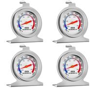 Zyiphor 4 Pezzi Termometro Forno Interno con Quadrante per Appendere Oven Thermometer Appeso e in Piedi Forniture Termometro Cucina in Acciaio Inox per Cuocere, Cucinare e Grigliare (Argento)
