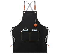 Zyiphor Grembiule Cucina per Uomini Donne Regolabile Cuoco Grembiuli con 4 Tasche Grembiule Chef Cameriere Bar Grembiule da Lavoro per Cucina Cottura Giardinaggio BBQ Caffetteria Barista (Nero)