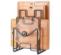 Zyiphor Porta Taglieri Da Cucina in Metallo, Supporto per Taglier con 4 Scomparti per Coperchi Pentole, Spatole, Piatti, Teglie (Nero)