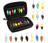Zyiphor Set da 16 Cucchiaini Pesca per Trota, Esche Artificiali Spinning Mare con Ciondoli da 2.5g, 3.5g per Trota, Persico, Luccioperca, Pike - Kit Artificiali Pesca Spinning con Scatola Portaesche
