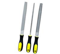 Zyiphor Set di Lime Metallo 3 Pezzi in Acciaio al Carbonio, 200mm, Include Lima Piatta, Rotonda e Semitonda con Manico in Gomma - Per Lavorazione Legno e Metalli