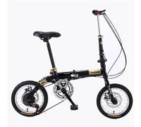 ZYJIX Bicicletta Pieghevole da 14 Pollici, Bicicletta Compatta Portatile per Studenti A 5 velocità, Bicicletta Leggera per Pendolari Urbani per Uomo E Donna(Color:Nero)