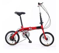 ZYJIX Bicicletta Pieghevole da 14 Pollici, Bicicletta Compatta Portatile per Studenti A 5 velocità, Bicicletta Leggera per Pendolari Urbani per Uomo E Donna(Color:Rosso)