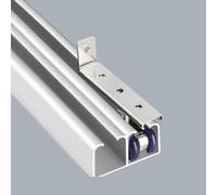 ZYJIX Kit per porta scorrevole - Binario in alluminio nascosto, sistema di bypass montato a soffitto con funzione di chiusura ammortizzata, set hardware a doppio binario