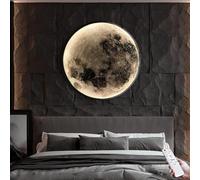 ZYJIX Lampada da Parete A LED per Interni 37w Dimmerabile Moderna Lampada Decorativa A Forma di Luna con Lampada da Soffitto con Telecomando per Soggiorno, Camera da Letto, Corridoio(Size:50CM)