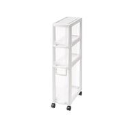ZYJIX Mobiletto Angolare da Bagno Stretto - Carrello Portaoggetti Salvaspazio A 4 Livelli con Cassetti Trasparenti E Ruote per Camera da Letto, Bagno, Corridoio - Organizzat(Size:3 Tier,Color:Bianco)