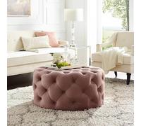 ZYJIX Ottomano Rotondo in Velluto Trapuntato - Poggiapiedi in Peluche - Panca Ai Piedi del Letto - per Soggiorno, Camera da Letto(Size:60x60x40cm(24x24x16inch),Color:Arancione)