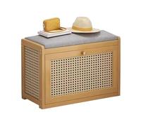 ZYJIX Panca per Scarpiera con Cuscino in Lino - Organizer per Scarpiera A 2 Livelli in Legno per Ingresso E Corridoio(Size:50 x 25 x 45 cm)