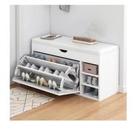 ZYJIX Panca Portascarpe con Scarpiera Nascosta, Panca Scarpiera Scarpiera Imbottita in Pu, Mobili per Organizer per Scarpe con Ingresso Moderno(Size:80CM,Color:Bianco)